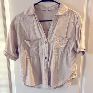 Beach khaki button up shirt